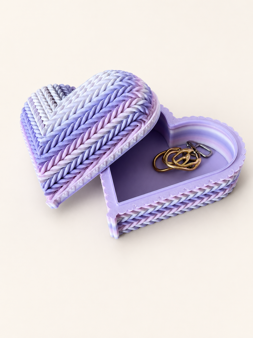 Porta-jóias coração de crochet