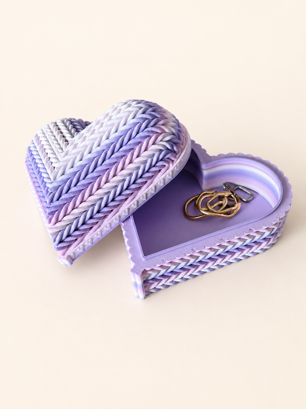 Porta-jóias coração de crochet