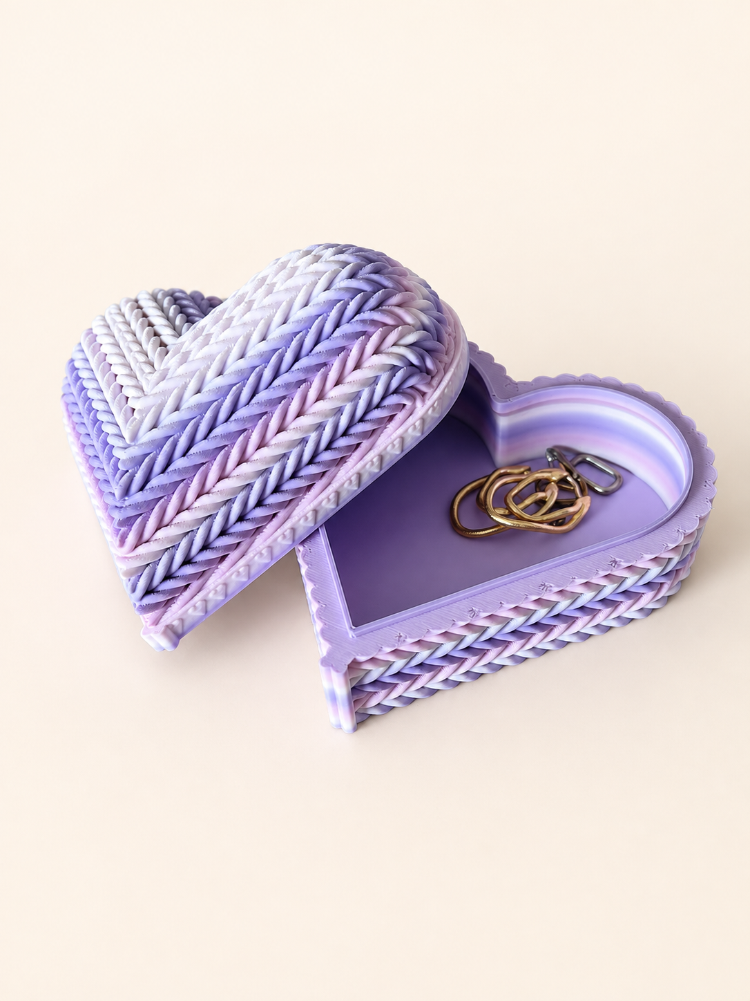 Porta-jóias coração de crochet